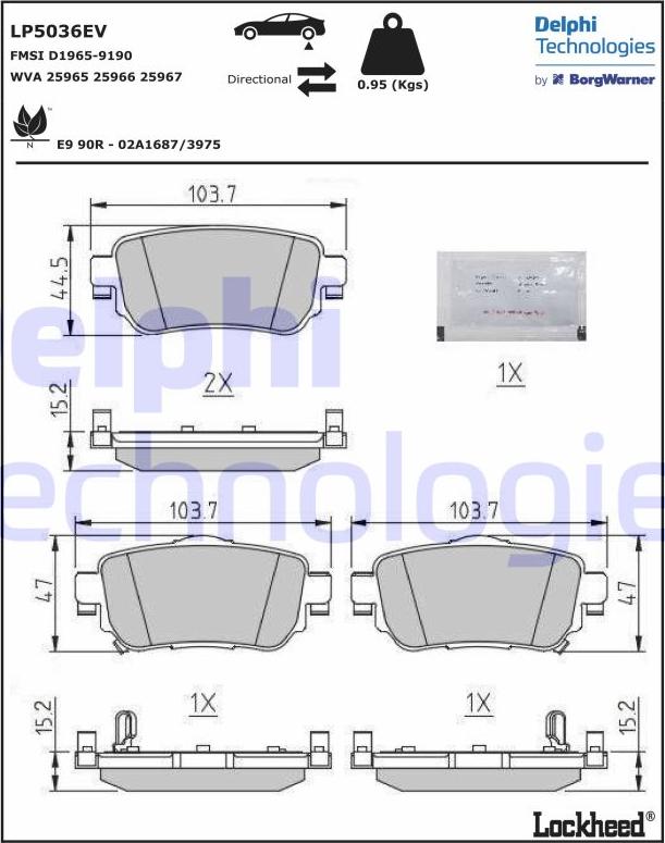 Delphi LP5036EV - Kit de plaquettes de frein, frein à disque cwaw.fr