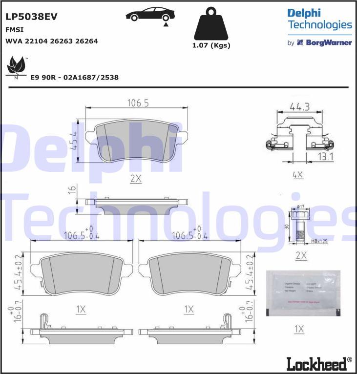 Delphi LP5038EV - Kit de plaquettes de frein, frein à disque cwaw.fr