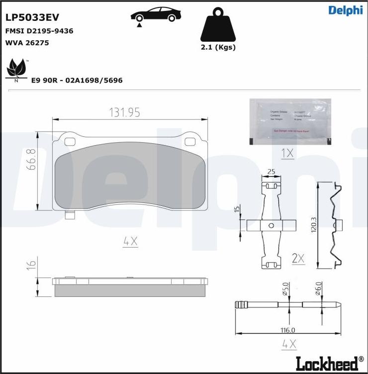 Delphi LP5033EV - Kit de plaquettes de frein, frein à disque cwaw.fr