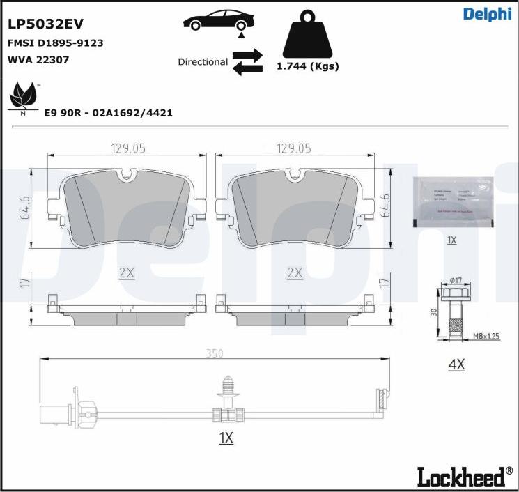 Delphi LP5032EV - Kit de plaquettes de frein, frein à disque cwaw.fr