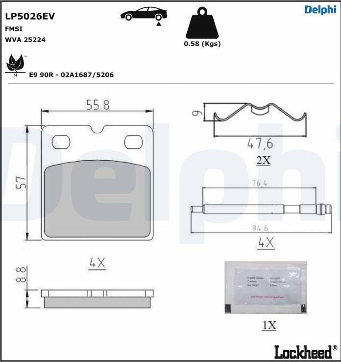 Delphi LP5026EV - Kit de plaquettes de frein, disque de frein de stationnement cwaw.fr