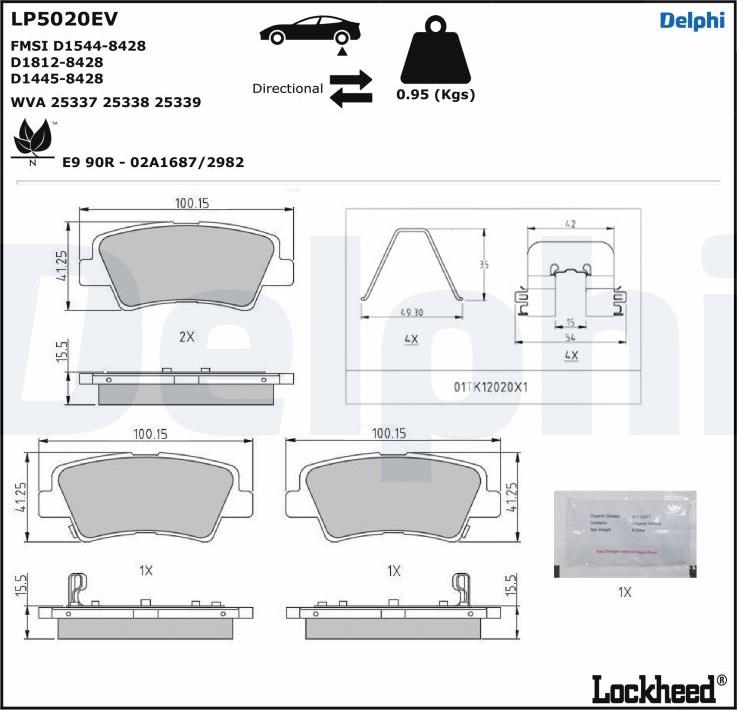 Delphi LP5020EV - Kit de plaquettes de frein, frein à disque cwaw.fr