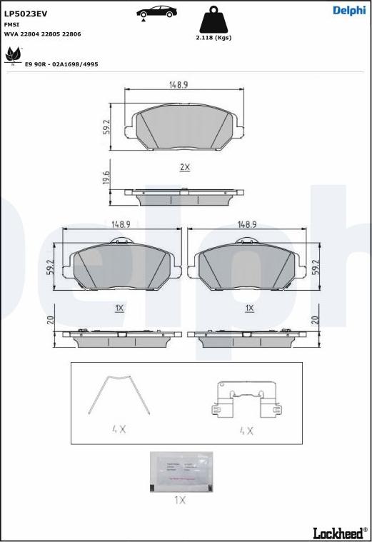 Delphi LP5023EV - Kit de plaquettes de frein, frein à disque cwaw.fr