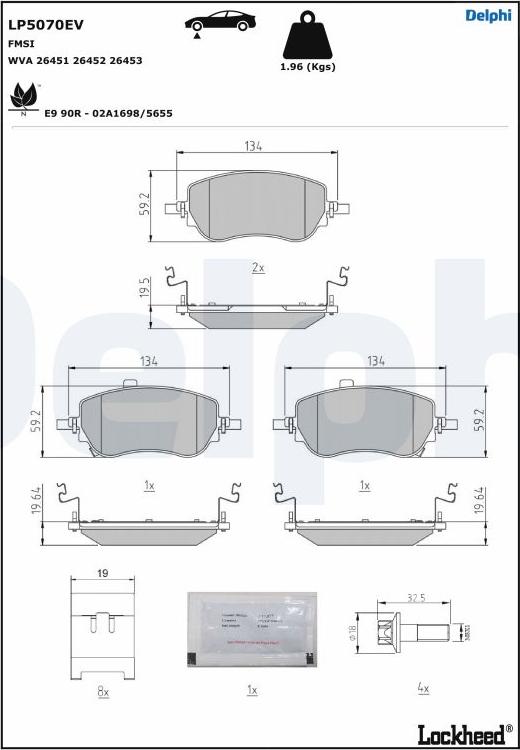 Delphi LP5070EV - Kit de plaquettes de frein, frein à disque cwaw.fr