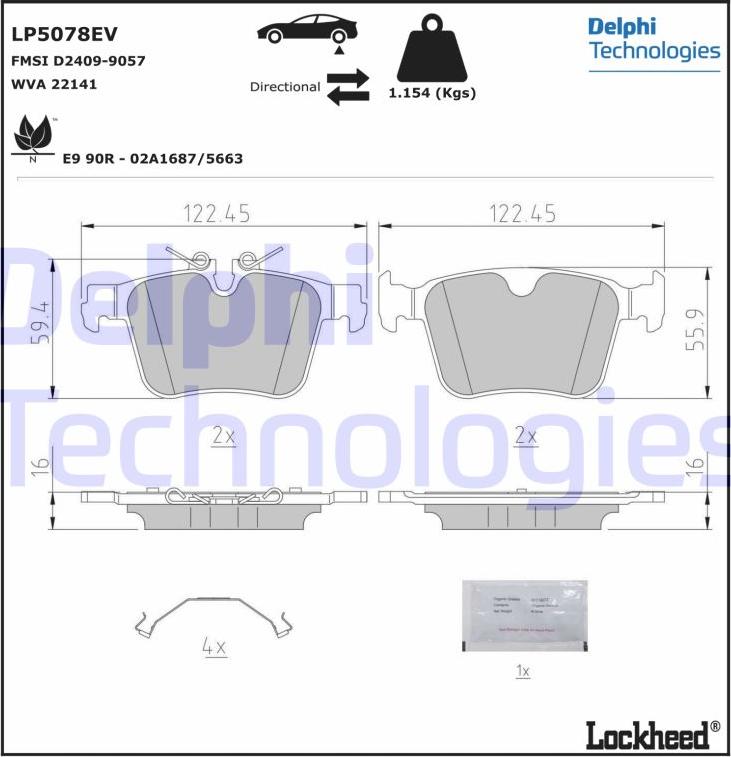 Delphi LP5078EV - Kit de plaquettes de frein, frein à disque cwaw.fr