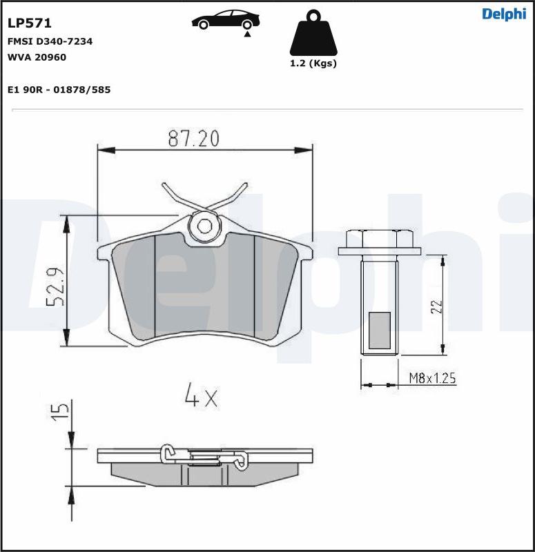 Delphi LP571-17B1 - Kit de plaquettes de frein, frein à disque cwaw.fr