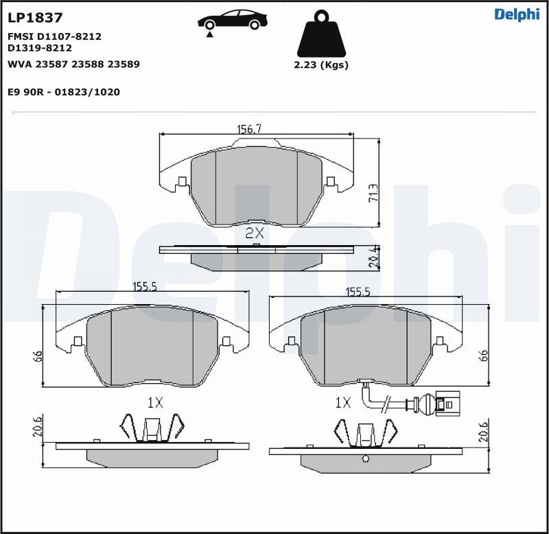 Delphi LP1837-17B1 - Kit de plaquettes de frein, frein à disque cwaw.fr