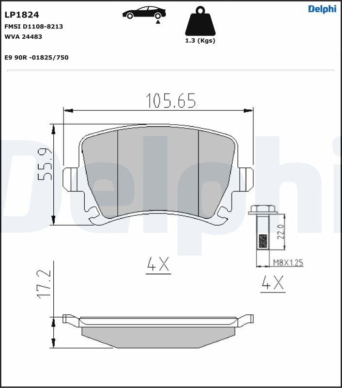 Delphi LP1824-17B1 - Kit de plaquettes de frein, frein à disque cwaw.fr