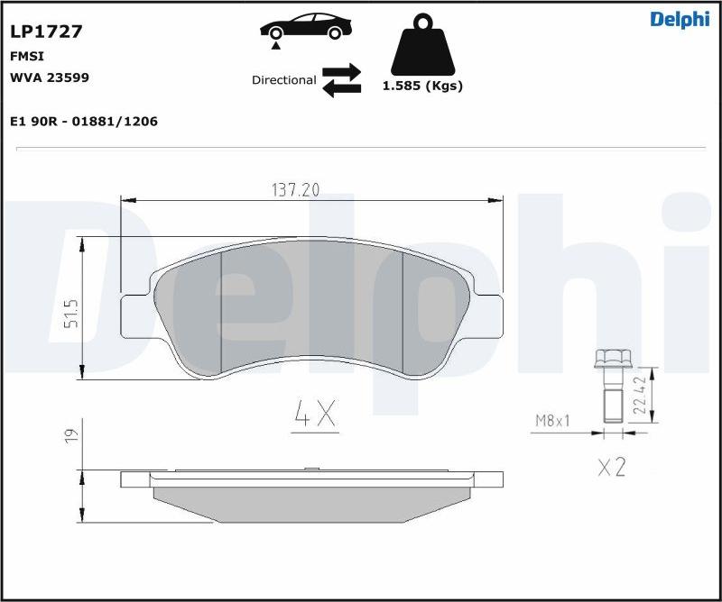 Delphi LP1727.D - Kit de plaquettes de frein, frein à disque cwaw.fr