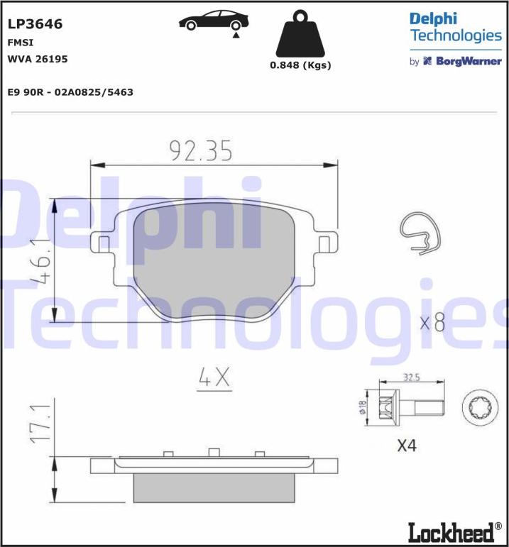 Delphi LP3646 - Kit de plaquettes de frein, frein à disque cwaw.fr