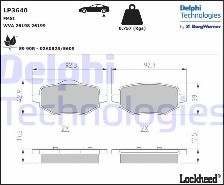 Delphi LP3640 - Kit de plaquettes de frein, frein à disque cwaw.fr