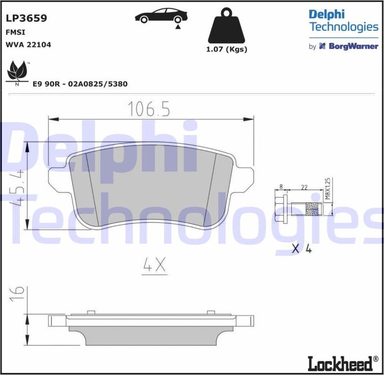 Delphi LP3659 - Kit de plaquettes de frein, frein à disque cwaw.fr