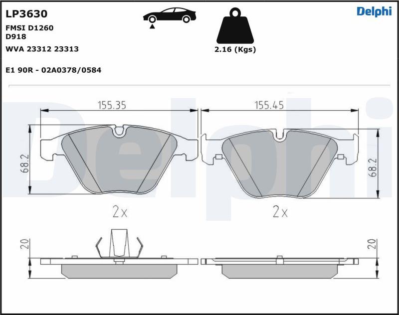 Delphi LP3630-17B1 - Kit de plaquettes de frein, frein à disque cwaw.fr