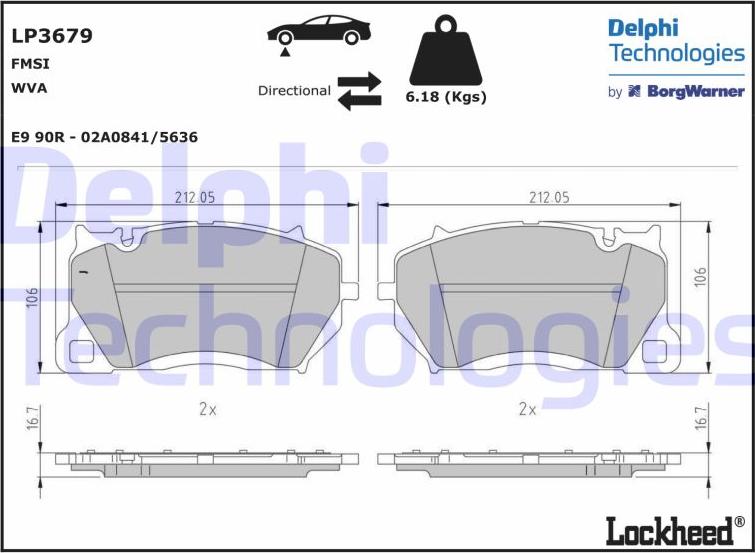 Delphi LP3679 - Kit de plaquettes de frein, frein à disque cwaw.fr