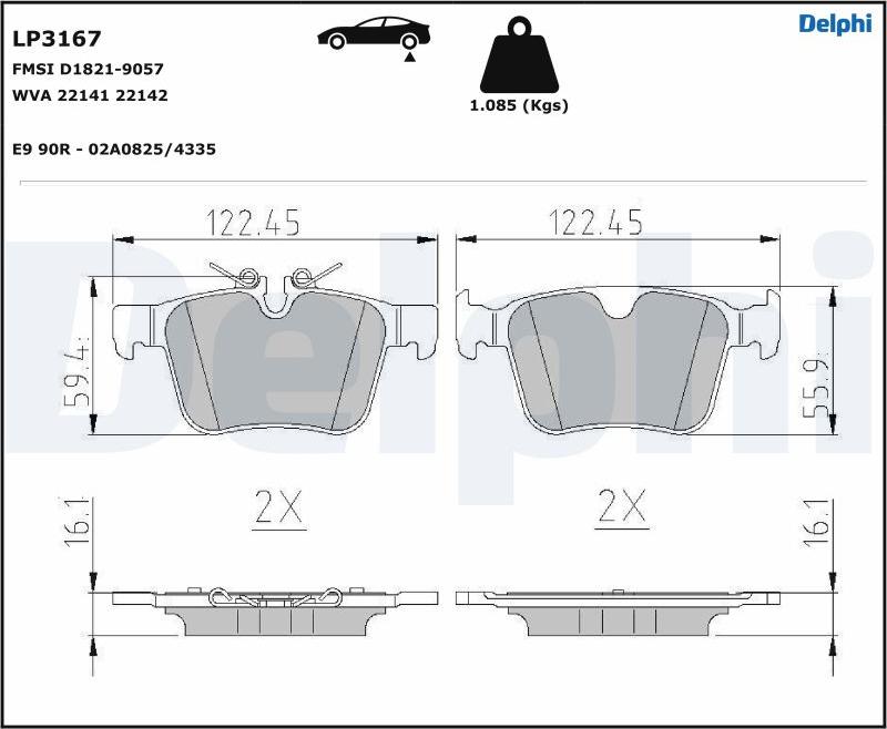 Delphi LP3167-17B1 - Kit de plaquettes de frein, frein à disque cwaw.fr