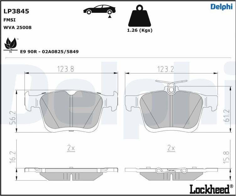 Delphi LP3845 - Kit de plaquettes de frein, frein à disque cwaw.fr