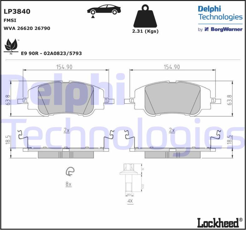 Delphi LP3840 - Kit de plaquettes de frein, frein à disque cwaw.fr