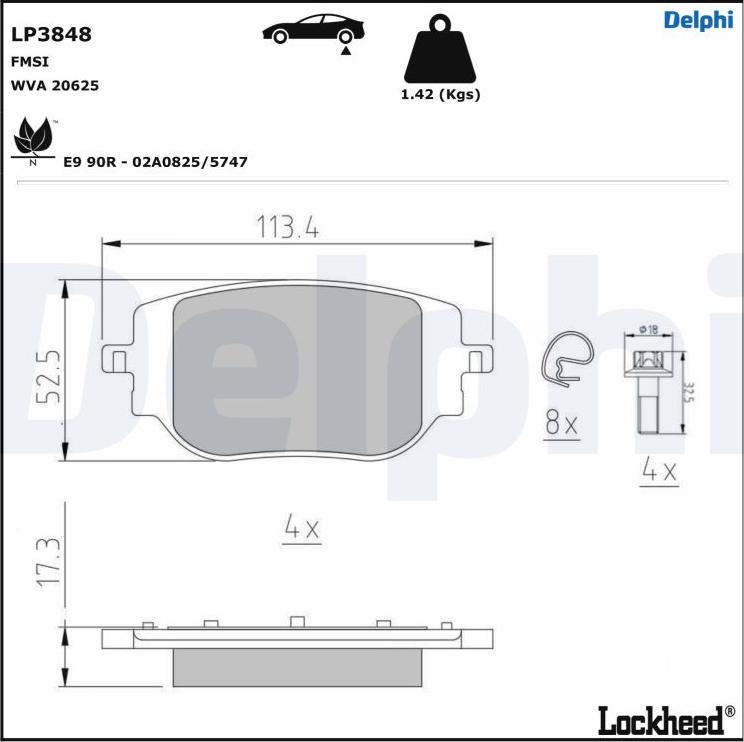 Delphi LP3848 - Kit de plaquettes de frein, frein à disque cwaw.fr