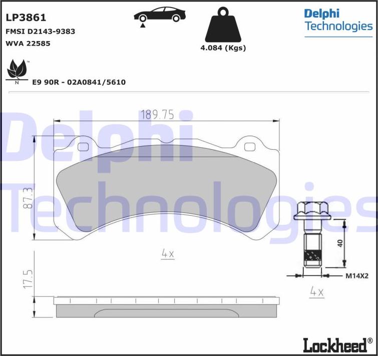 Delphi LP3861 - Kit de plaquettes de frein, frein à disque cwaw.fr