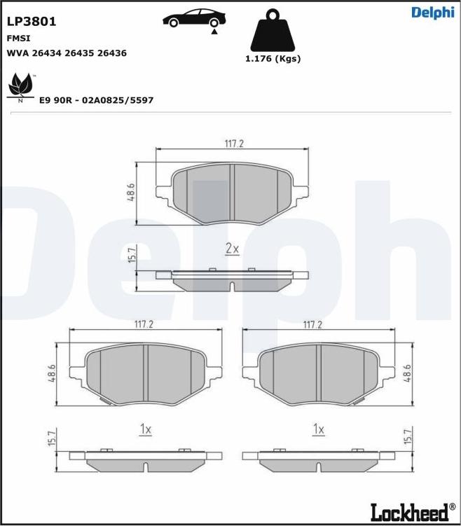 Delphi LP3801 - Kit de plaquettes de frein, frein à disque cwaw.fr