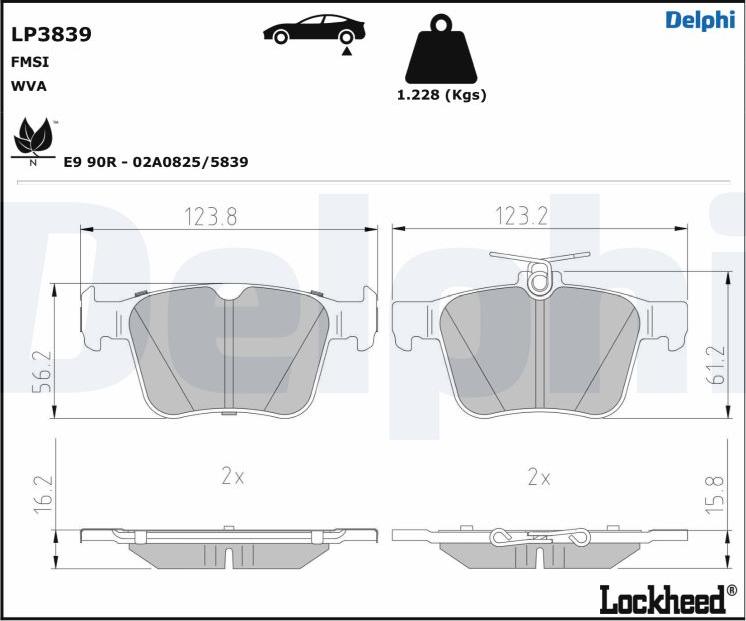 Delphi LP3839 - Kit de plaquettes de frein, frein à disque cwaw.fr