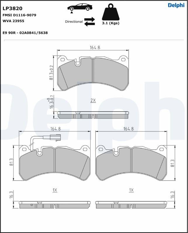 Delphi LP3820 - Kit de plaquettes de frein, frein à disque cwaw.fr