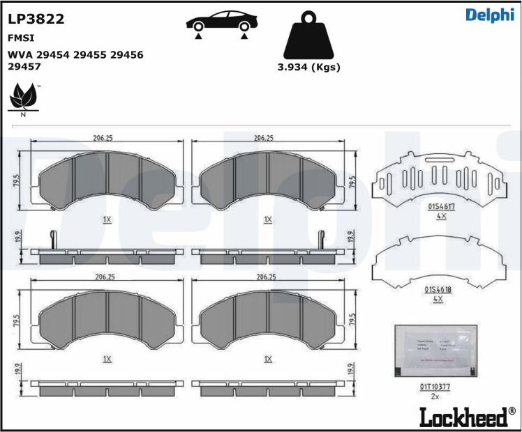 Delphi LP3822 - Kit de plaquettes de frein, frein à disque cwaw.fr