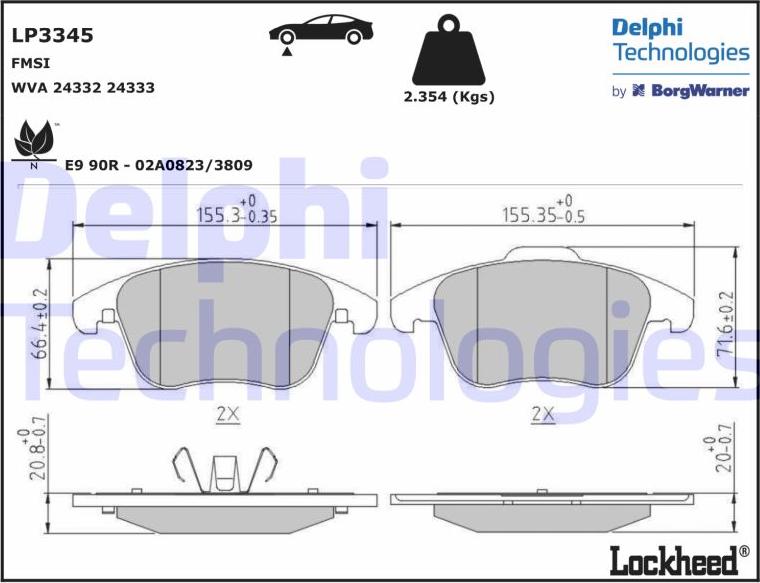 Delphi LP3345 - Kit de plaquettes de frein, frein à disque cwaw.fr