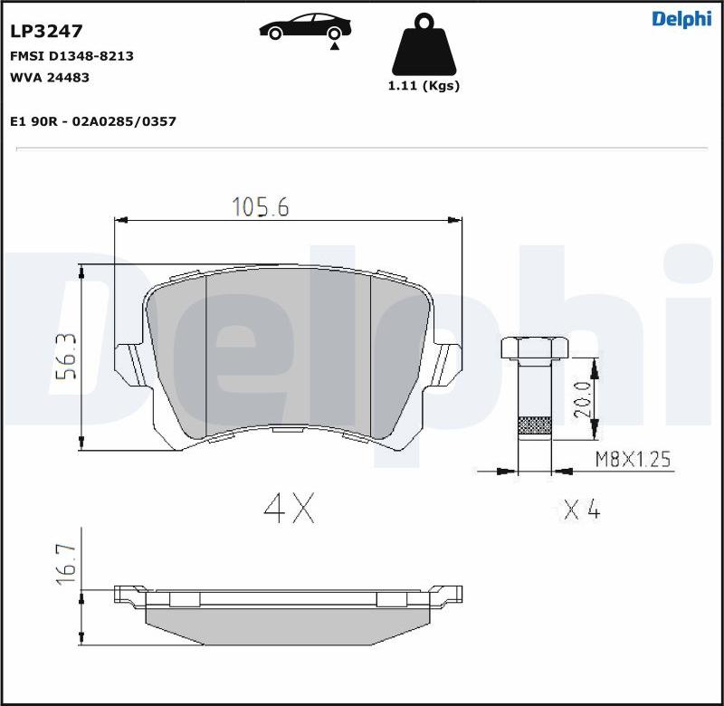 Delphi LP3247-17B1 - Kit de plaquettes de frein, frein à disque cwaw.fr