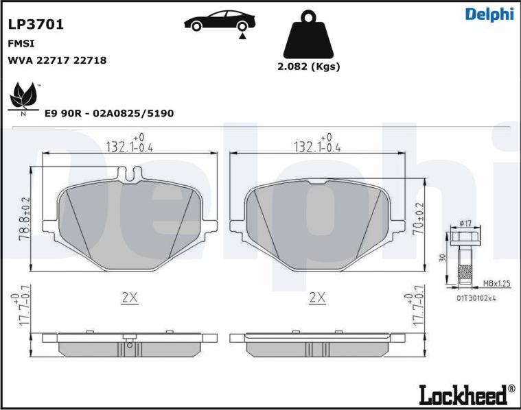 Delphi LP3701 - Kit de plaquettes de frein, frein à disque cwaw.fr