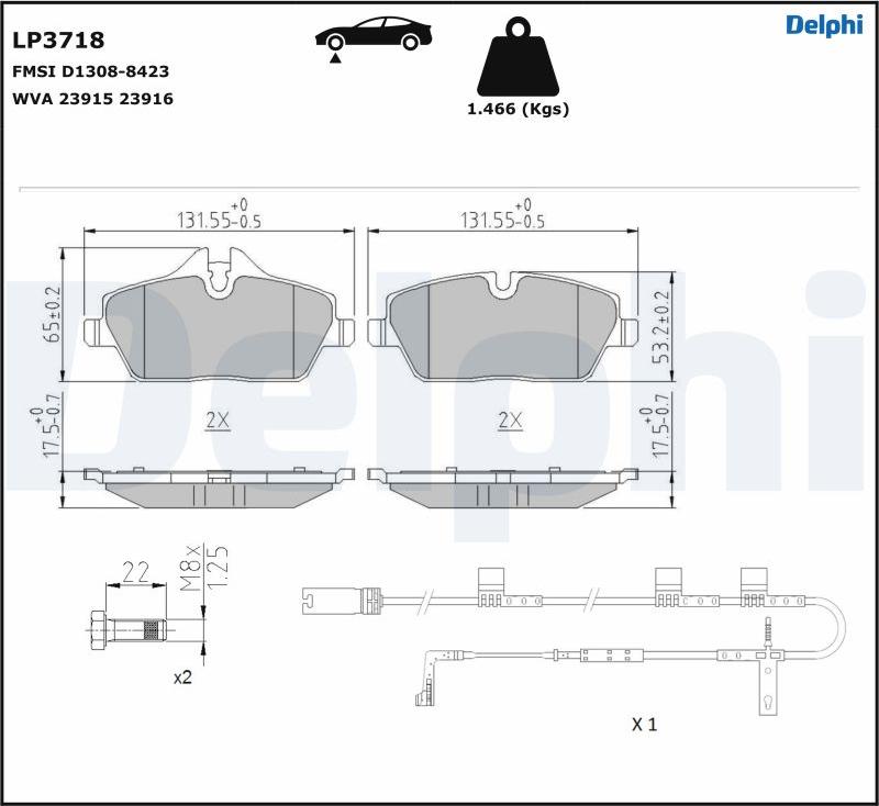 Delphi LP3718 - Kit de plaquettes de frein, frein à disque cwaw.fr