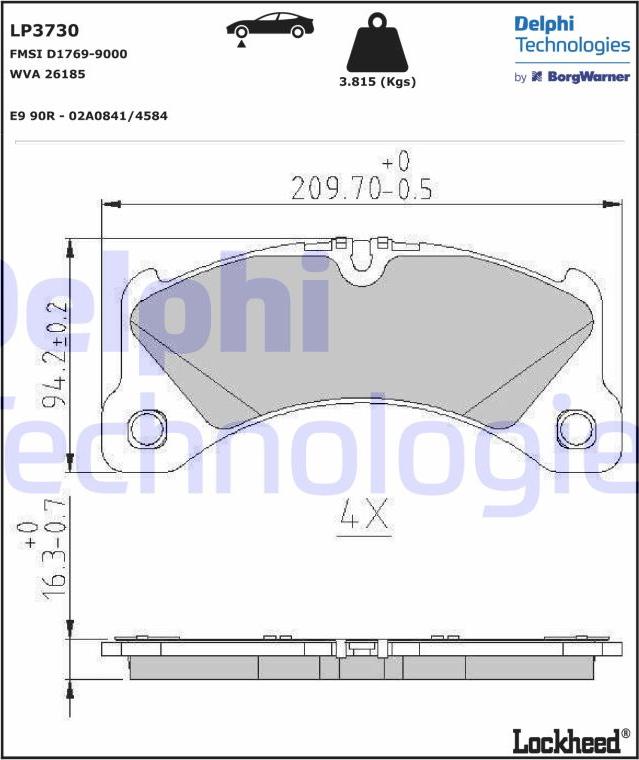 Delphi LP3730 - Kit de plaquettes de frein, frein à disque cwaw.fr