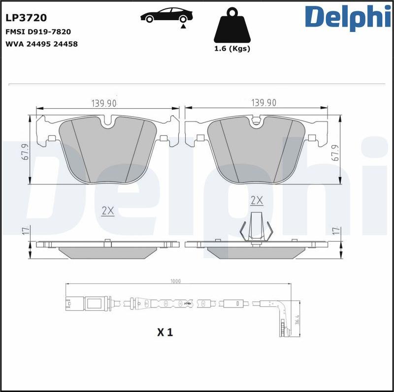 Delphi LP3720 - Kit de plaquettes de frein, frein à disque cwaw.fr