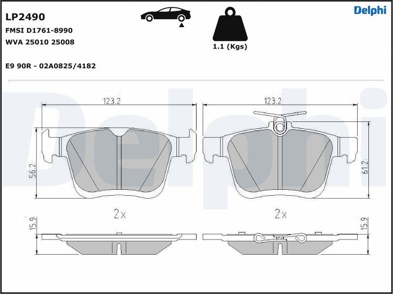 Delphi LP2490-17B1 - Kit de plaquettes de frein, frein à disque cwaw.fr