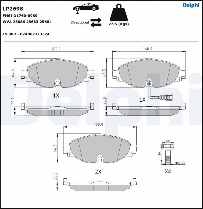 Delphi LP2698-17B1 - Kit de plaquettes de frein, frein à disque cwaw.fr