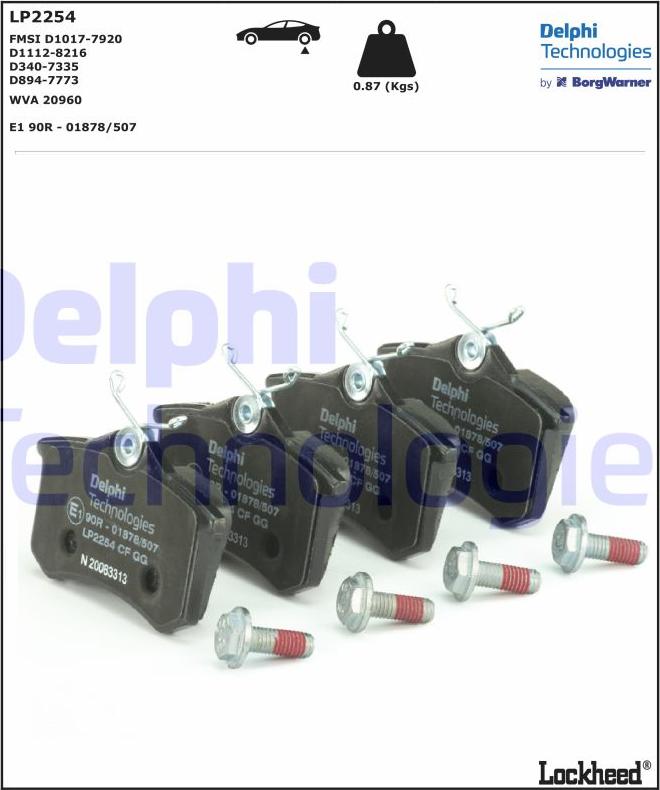 Delphi LP2254 - Kit de plaquettes de frein, frein à disque cwaw.fr