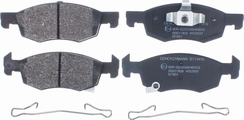 Denckermann B111419 - Kit de plaquettes de frein, frein à disque cwaw.fr