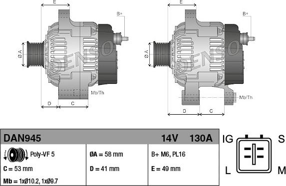 Denso DAN945 - Alternateur cwaw.fr