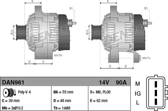 Denso DAN961 - Alternateur cwaw.fr