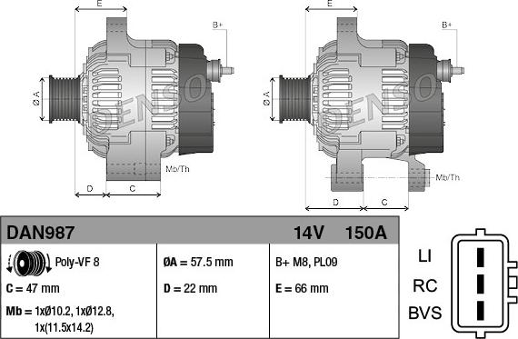 Denso DAN987 - Alternateur cwaw.fr