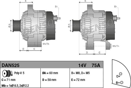 Denso DAN525 - Alternateur cwaw.fr