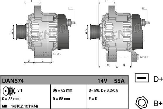 Denso DAN574 - Alternateur cwaw.fr