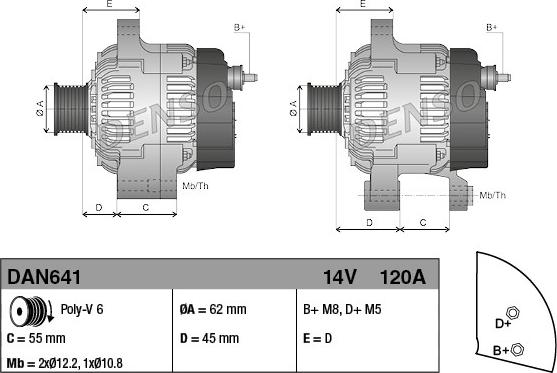 Denso DAN641 - Alternateur cwaw.fr