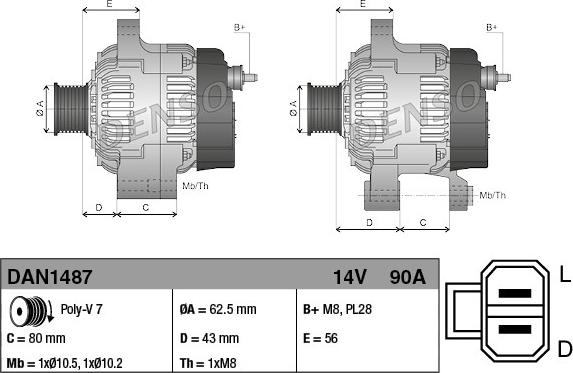 Denso DAN1487 - Alternateur cwaw.fr