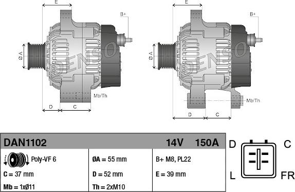 Denso DAN1102 - Alternateur cwaw.fr