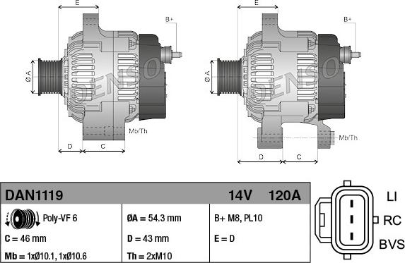 Denso DAN1119 - Alternateur cwaw.fr