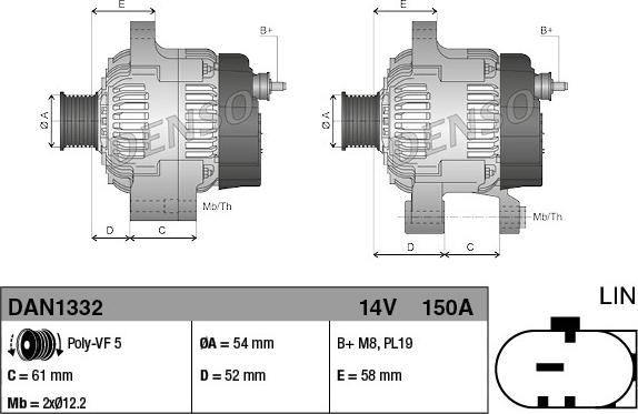 Denso DAN1332 - Alternateur cwaw.fr