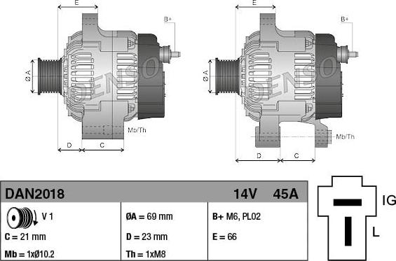 Denso DAN2018 - Alternateur cwaw.fr