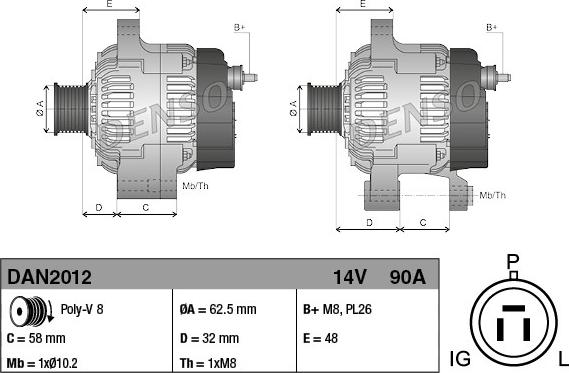 Denso DAN2012 - Alternateur cwaw.fr