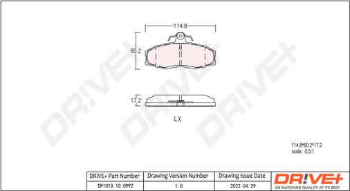 Dr!ve+ DP1010.10.0992 - Kit de plaquettes de frein, frein à disque cwaw.fr